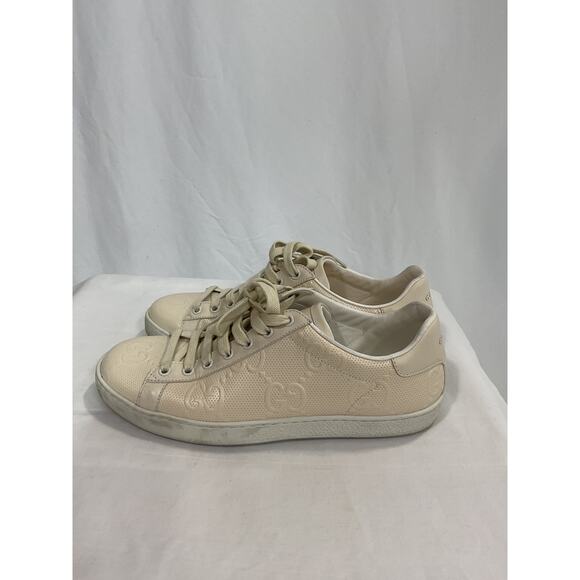 Gucci 'Gg Ace' White Leather Embossed Sneaker Size 10 - Picture 3 of 5